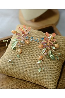 Green & Orange Handmade Dangler Earrings