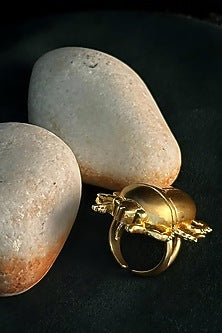 Gold Electo-Plated Hot Enameled Beetle Ring