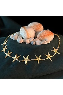 Gold Electo-Plated Hot Enameled Starfish Choker Necklace