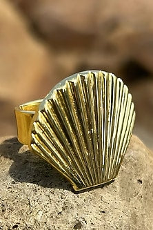 Gold Electo-Plated Hot Enameled Shell Ring