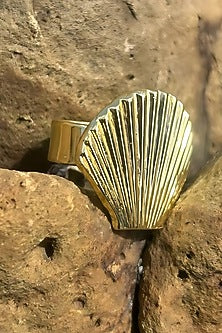 Gold Electo-Plated Hot Enameled Shell Ring