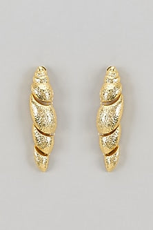 Gold Finish Shell Long Earrings