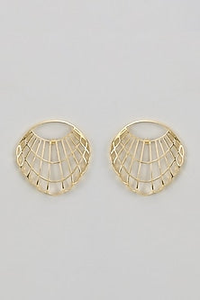 Gold Finish Steincill Shell Earrings