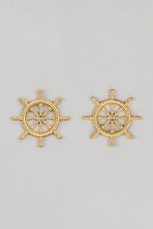 Gold Finish Shipwheel Earrings