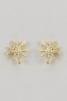 Gold Finish Splatter Stud Earrings