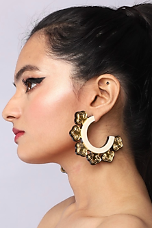 Gold Handmade Mandala Hoop Earrings