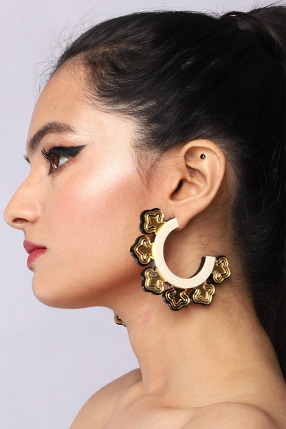 Gold Handmade Mandala Hoop Earrings