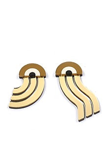 Tan Mismatched Mirror Stud Earrings