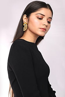 Tan Mismatched Mirror Stud Earrings