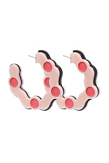 Pink Handmade Wave Hoop Earrings