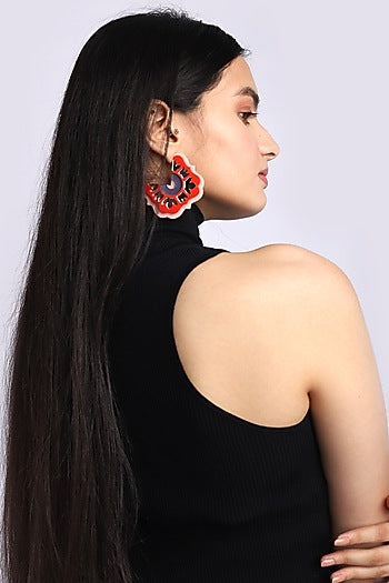 Red Persian Mirror Hoop Earrings