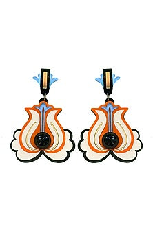 Cream & Orange Handmade Dangler Earrings