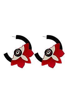 Red Handmade Hoop Earrings