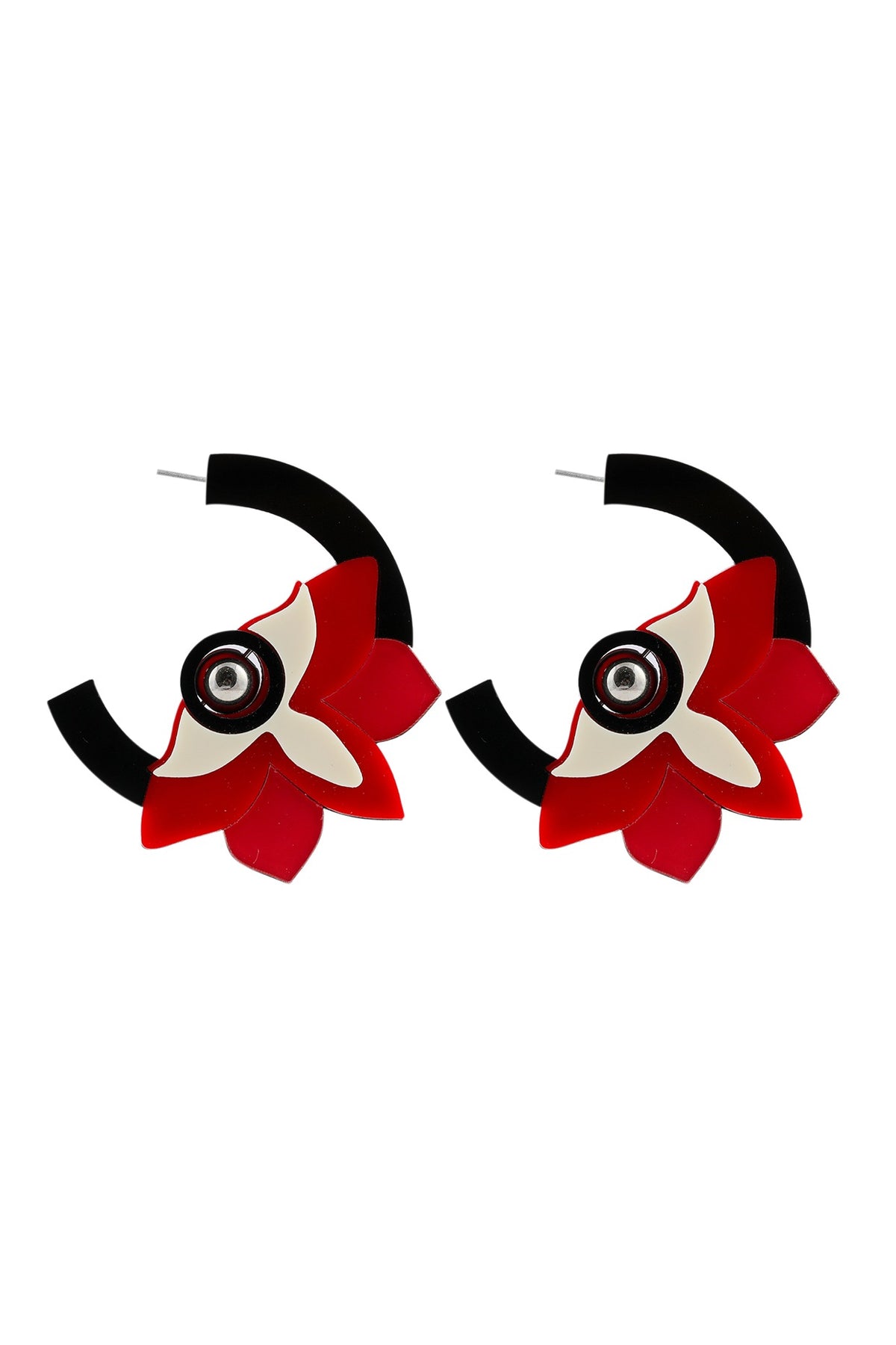 Red Handmade Hoop Earrings