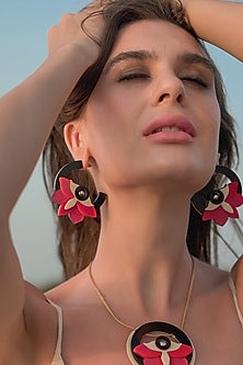 Red Handmade Hoop Earrings