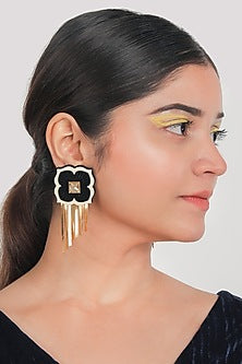 Cream & Gold Handmade Dangler Earrings