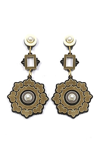 Gold Handmade Mandala Dangler Earrings