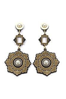 Gold Handmade Mandala Dangler Earrings