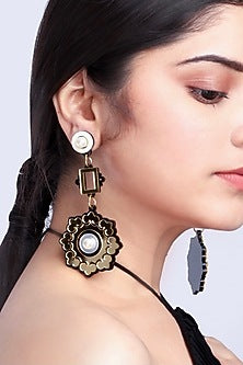 Gold Handmade Mandala Dangler Earrings
