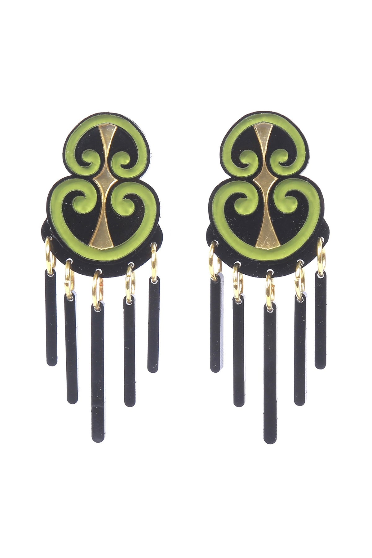 Olive & Black Handmade Dangler Earrings