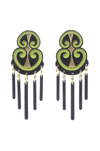 Olive & Black Handmade Dangler Earrings