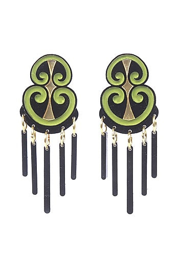 Olive & Black Handmade Dangler Earrings