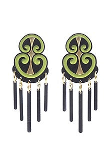 Olive & Black Handmade Dangler Earrings