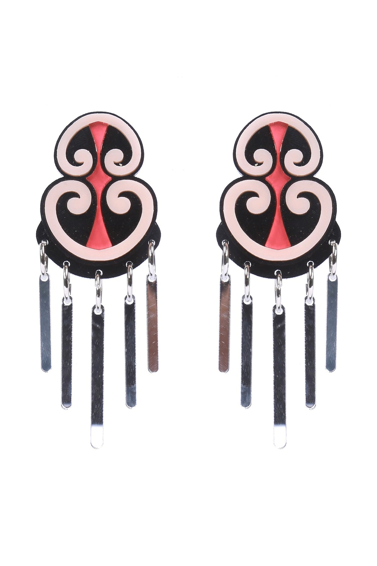 Pink & Black Handmade Dangler Earrings