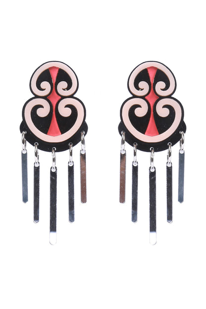 Pink & Black Handmade Dangler Earrings