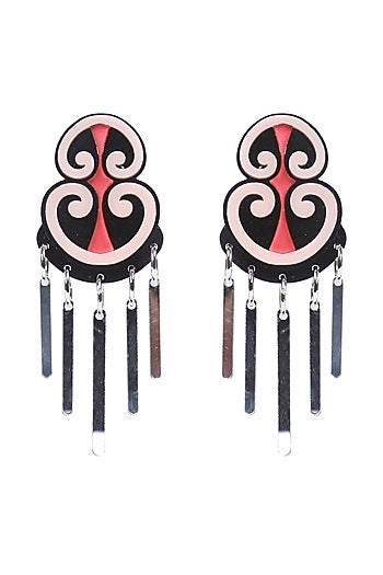 Pink & Black Handmade Dangler Earrings