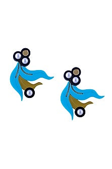 Blue Peony Handmade Stud Earrings