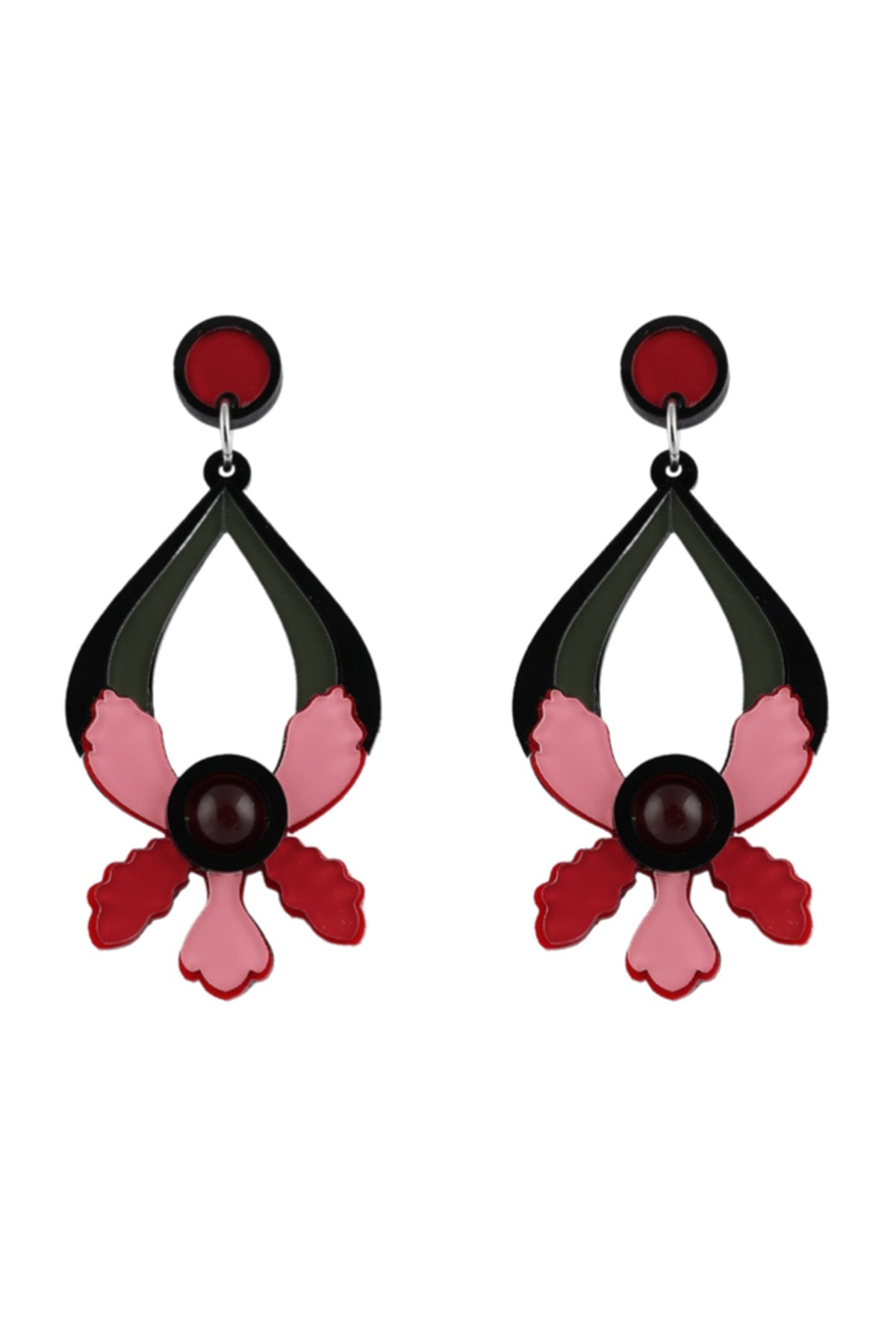 Pink Floral Dangler Earrings