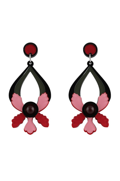 Pink Floral Dangler Earrings