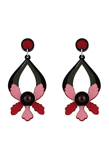 Pink Floral Dangler Earrings