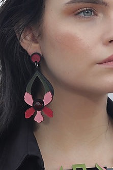 Pink Floral Dangler Earrings