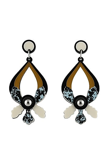 Blue Floral Dangler Earrings
