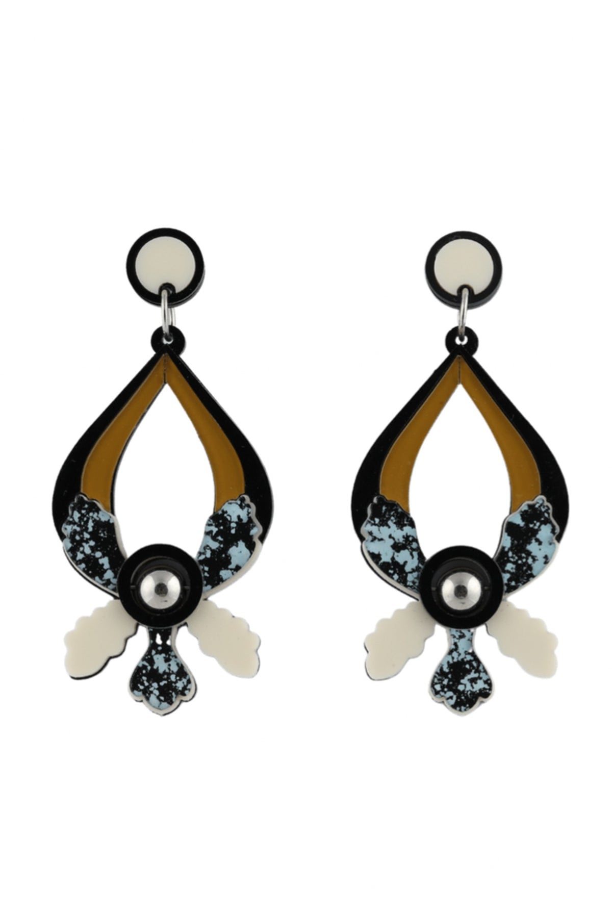 Blue Floral Dangler Earrings