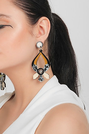 Blue Floral Dangler Earrings