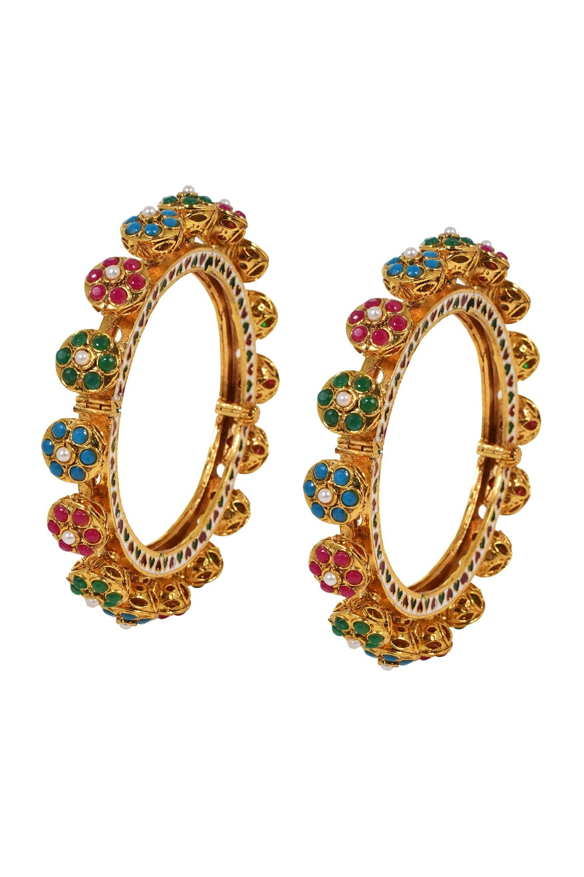 Stone Studded Pacheli Bangles - Set of 2 