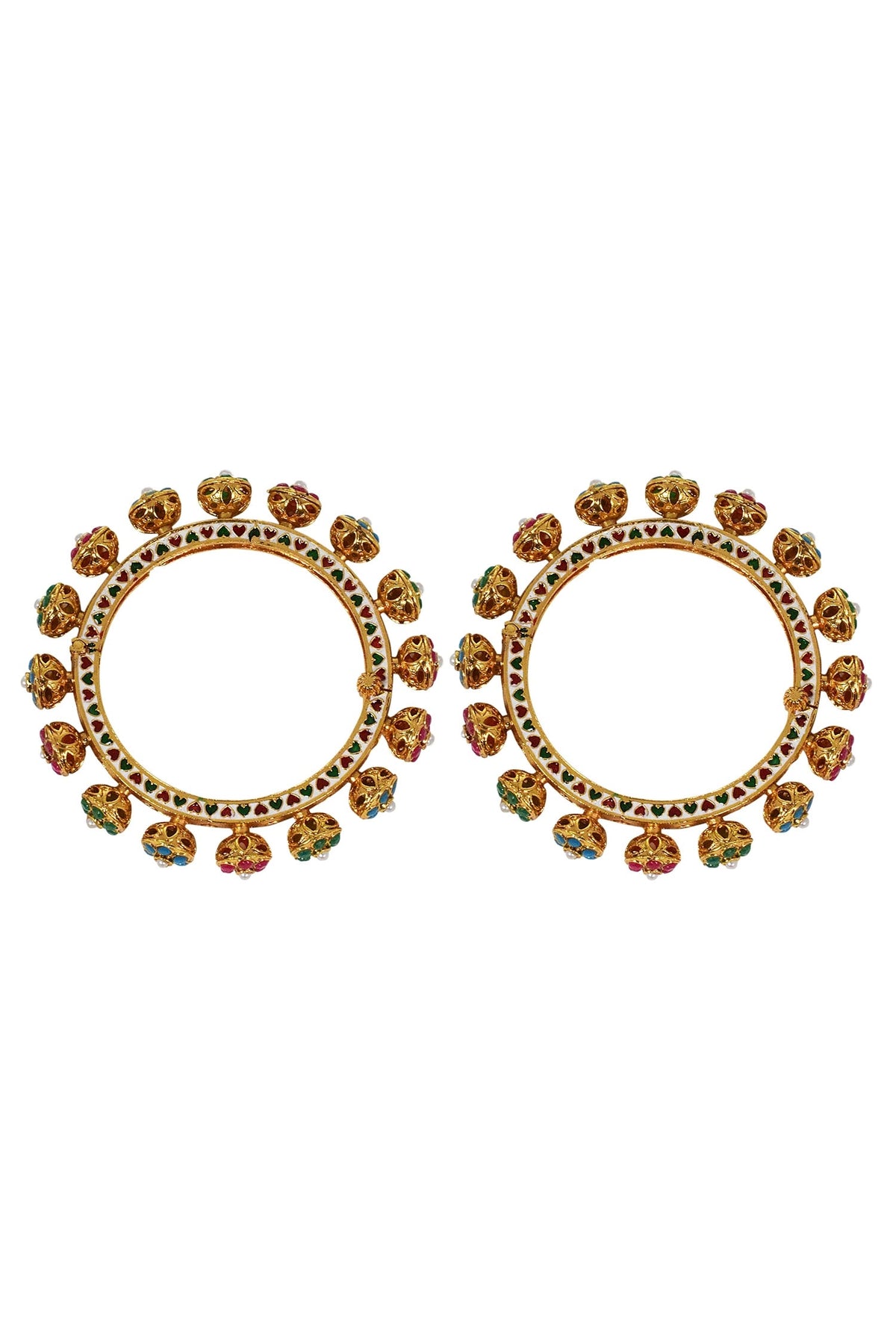 Stone Studded Pacheli Bangles - Set of 2 