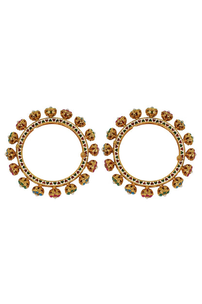 Stone Studded Pacheli Bangles - Set of 2 