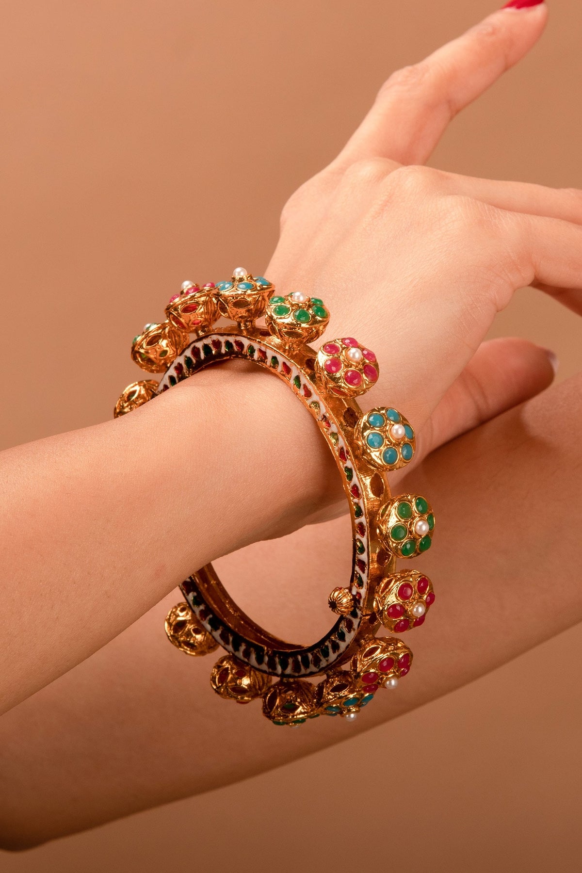 Stone Studded Pacheli Bangles - Set of 2 