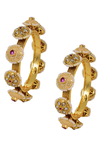 Kundan & Meenakari Pacheli Bangles - Set of 2 