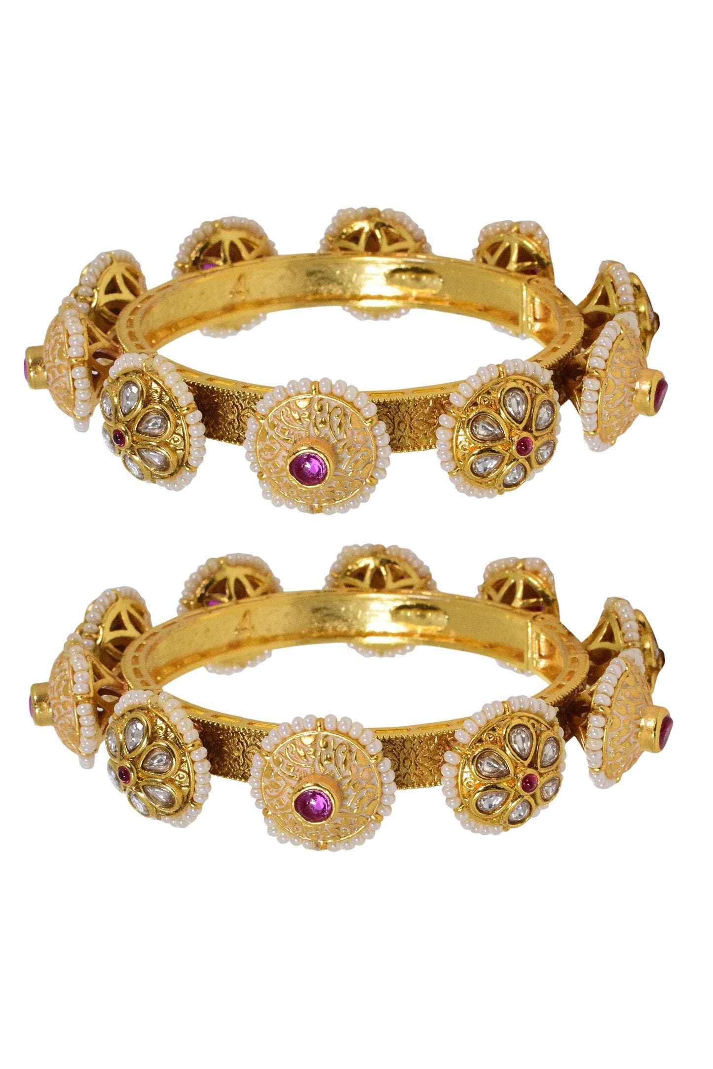 Kundan & Meenakari Pacheli Bangles - Set of 2 