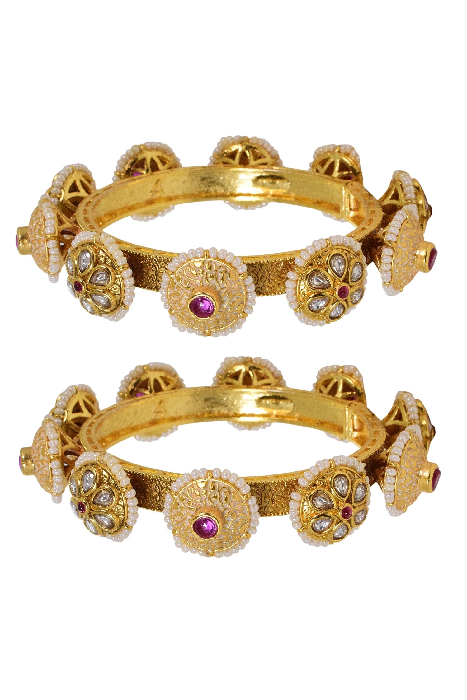 Kundan & Meenakari Pacheli Bangles - Set of 2 