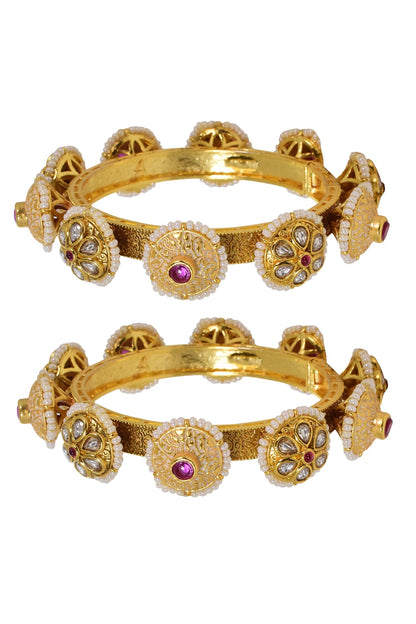 Kundan & Meenakari Pacheli Bangles - Set of 2 