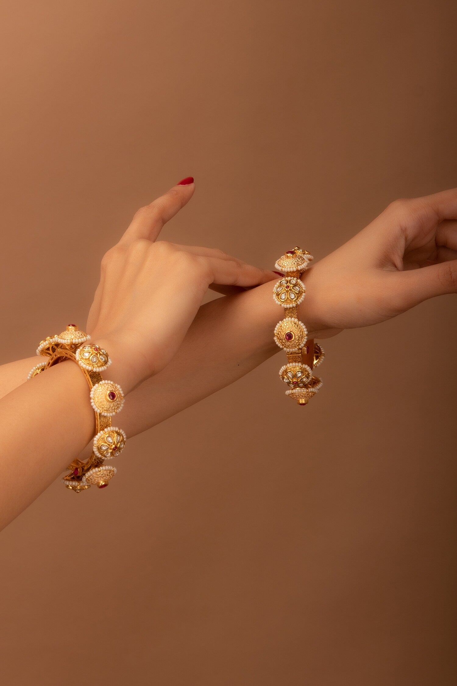 Kundan & Meenakari Pacheli Bangles - Set of 2 