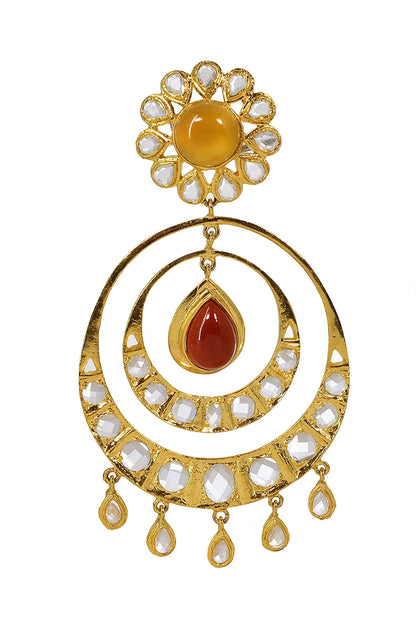 Onyx Kundan Embellished Tiered Chandbalis 