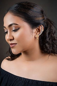 Gold Finish Stud Earrings In Sterling Silver