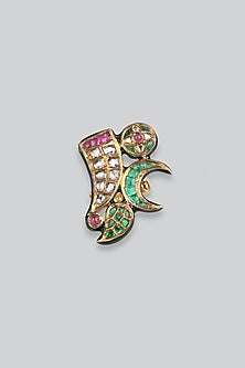 14kt Yellow Gold 24kt Natural Ruby & Emerald Polki Ring